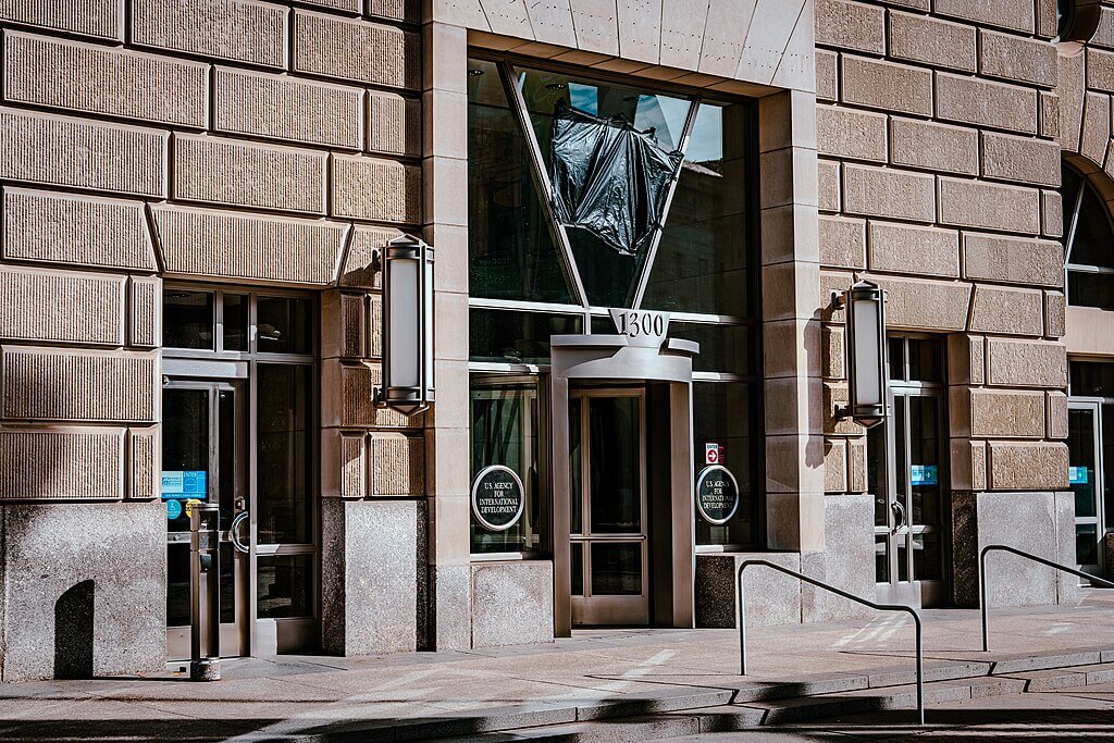 A shuttered USAID in Washington, DC